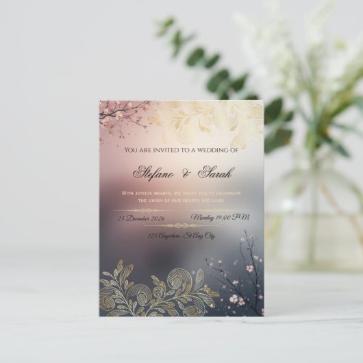 Wedding invitation card  briefkaart (Staand voorkant)