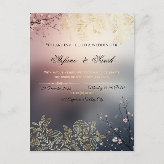 Wedding invitation card  briefkaart (Voorkant)