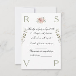 Wedding invitation card decorated with flowers RSVP kaartje