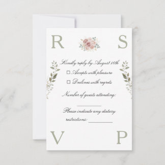 Wedding invitation card decorated with flowers RSVP kaartje