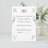 Wedding invitation card decorated with flowers RSVP kaartje (Staand voorkant)