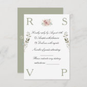 Wedding invitation card decorated with flowers RSVP kaartje (Voorkant / Achterkant)
