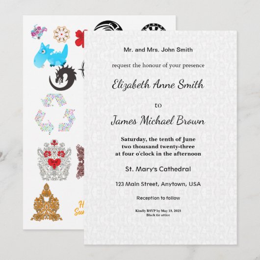 Wedding Invitation Card | Elegant Classic Script Kaart (Voorkant / Achterkant)