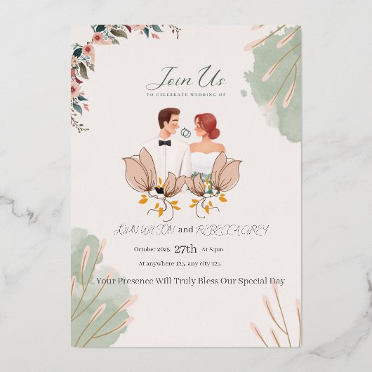 wedding invitation card folie uitnodiging (Voorkant)