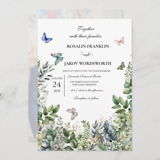 wedding Invitation card Kaart (Voorkant / Achterkant)