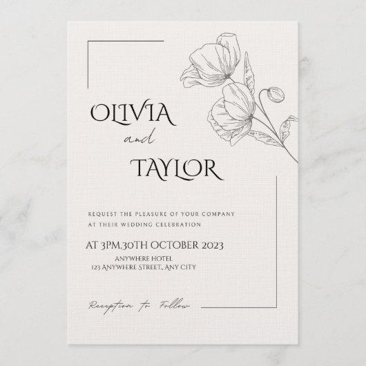 Wedding Invitation Card – Personalized Elegant  Kaart (Voorkant)