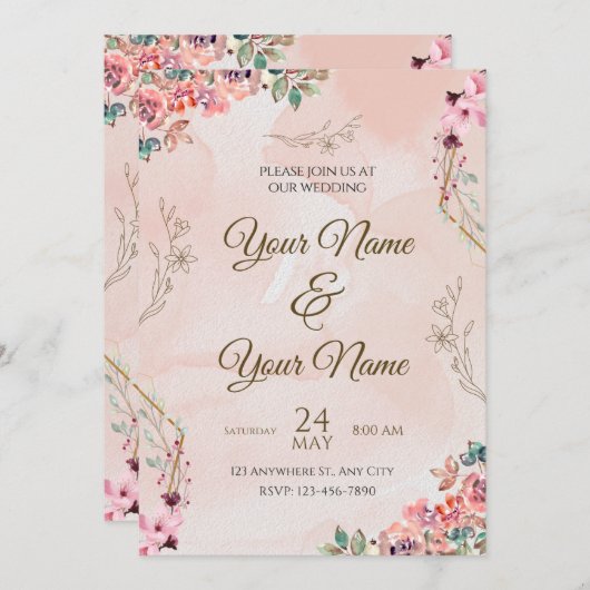 Wedding Invitation Card Programmakaart (Voorkant / Achterkant)