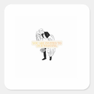 Wedding Invitation Card Vierkante Sticker
