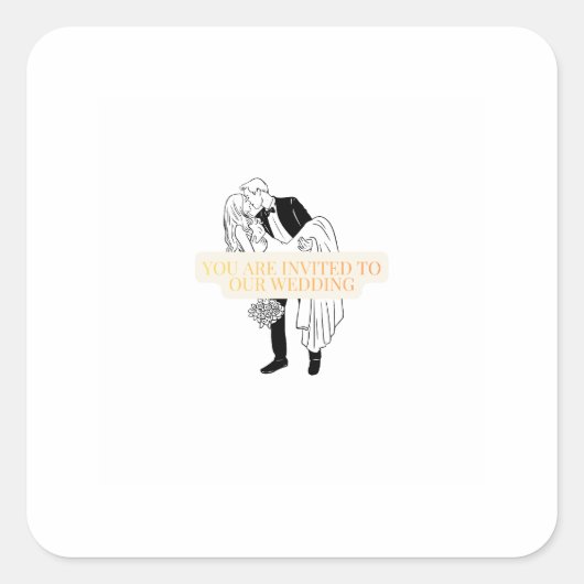 Wedding Invitation Card Vierkante Sticker (Voorkant)
