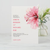 Wedding invitation card with a pink floral design kaart (Staand voorkant)
