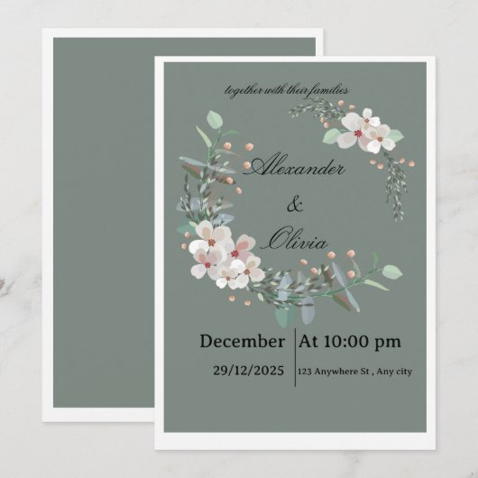 wedding invitation cards kaart (Voorkant / Achterkant)