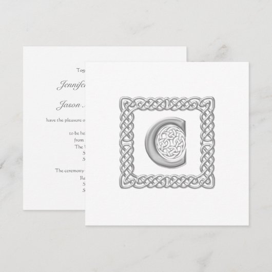 Wedding Invitation Celtic Monogram 'C' Irish Kaart (Voorkant / Achterkant)