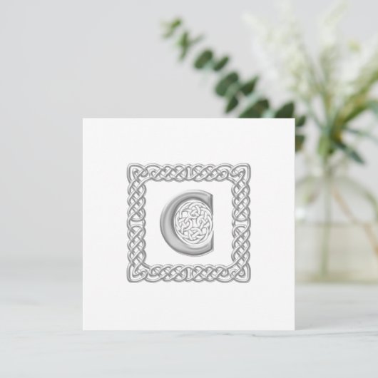 Wedding Invitation Celtic Monogram 'C' Irish Kaart (Staand voorkant)
