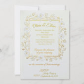 Wedding Invitation - Classic Gold & Olive Branch Kaart (Voorkant)