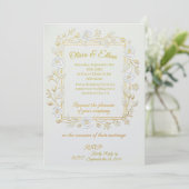 Wedding Invitation - Classic Gold & Olive Branch  Kaart (Staand voorkant)