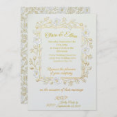 Wedding Invitation - Classic Gold & Olive Branch  Kaart (Voorkant / Achterkant)