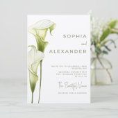 Wedding Invitation "Delicate Calla Lilies" Kaart (Staand voorkant)