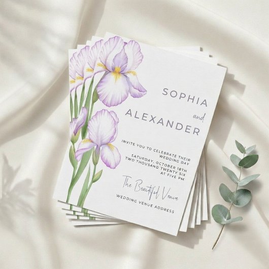 Wedding Invitation "Delicate Irises" Kaart