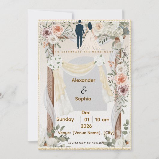 Wedding Invitation | Editable Modern Template Kaart (Voorkant)