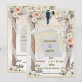 Wedding Invitation | Editable Modern Template Kaart (Voorkant / Achterkant)