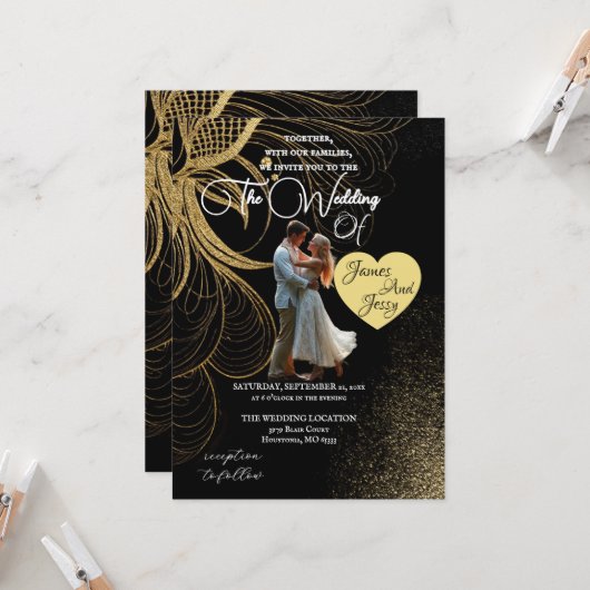 Wedding Invitation Elegant Modern Script Template Kaart (Voorkant / Achterkant in situ)