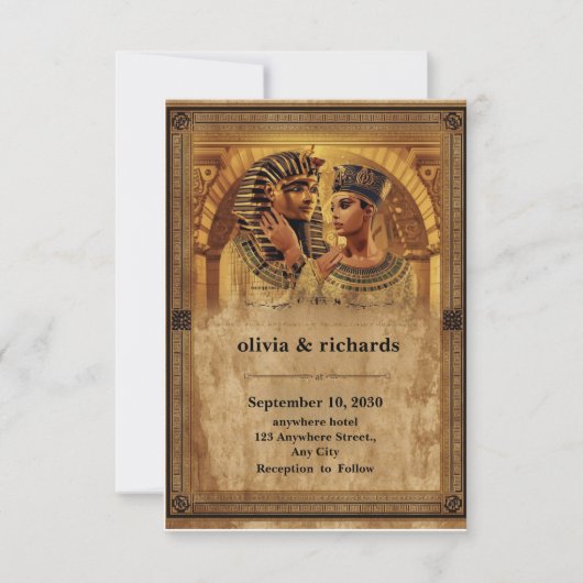 Wedding Invitation – Elegant Pharaoh Theme Bedankkaart (Voorkant)
