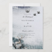 Wedding Invitation Enchanted Forest Stag Woodland Kaart (Voorkant)