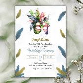 Wedding invitation featuring tropical flowers kaart