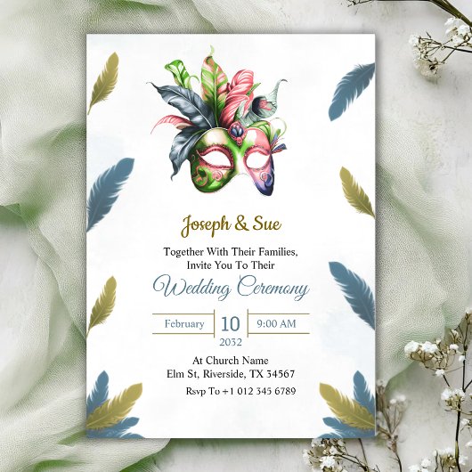 Wedding invitation featuring tropical flowers kaart