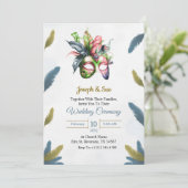 Wedding invitation featuring tropical flowers kaart (Staand voorkant)