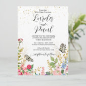 Wedding invitation Floral Butterfly Kaart (Staand voorkant)