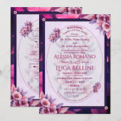 Wedding Invitation Floral Elegant Minimalist Kaart (Voorkant / Achterkant)