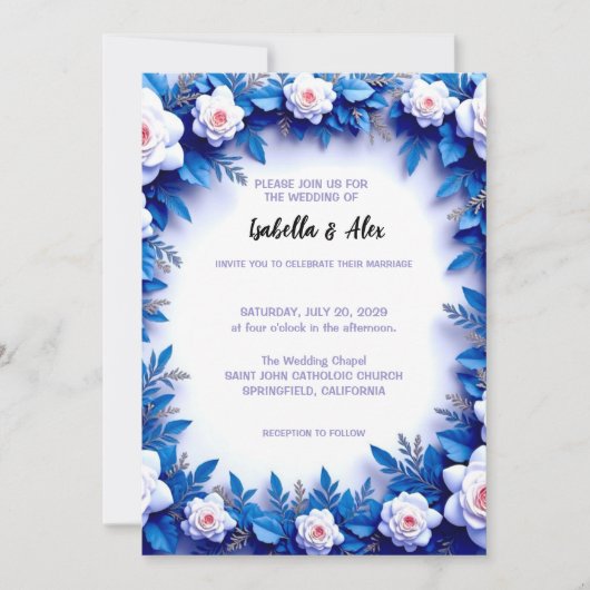 Wedding Invitation Floral Kaart (Voorkant)