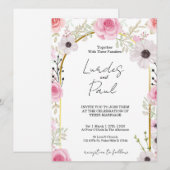  Wedding invitation Floral Pink Kaart (Voorkant / Achterkant)