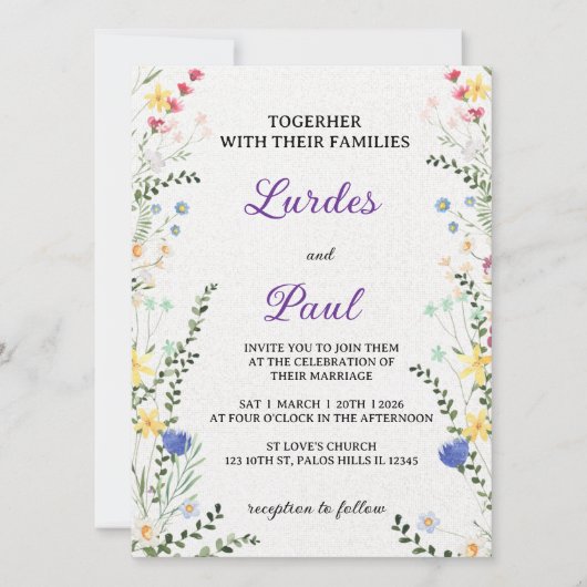  Wedding invitation Floral Romanctic Kaart (Voorkant)
