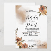 Wedding invitation Floral tons of brown Kaart (Voorkant / Achterkant)