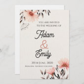 Wedding Invitation Flower Kaart (Voorkant / Achterkant)