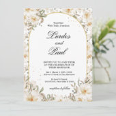 Wedding invitation Flower Vintage White Kaart (Staand voorkant)