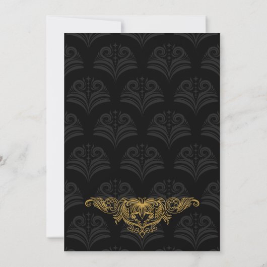 Wedding Invitation  Gold filigree | zwart Kaart (Achterkant)