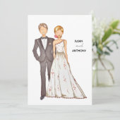 Wedding invitation, hand drawn illustration. kaart (Staand voorkant)