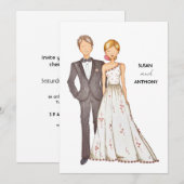 Wedding invitation, hand drawn illustration. kaart (Voorkant / Achterkant)