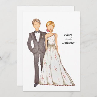 Wedding invitation, hand drawn illustration. kaart