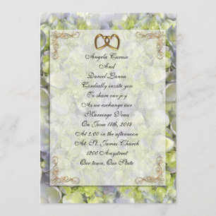 Wedding Invitation Hydrangeas and lace Kaart