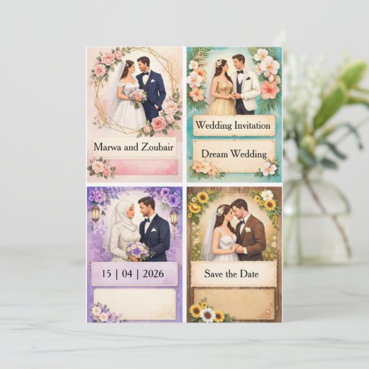 Wedding Invitation Kaart (Staand voorkant)