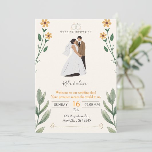 Wedding Invitation Kaart (Staand voorkant)