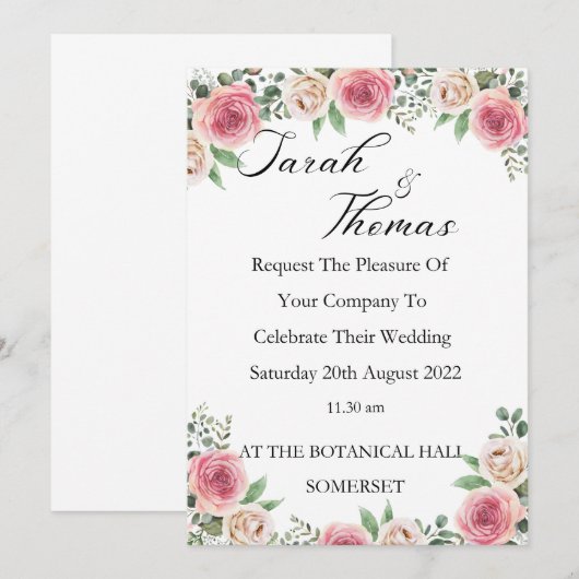 wedding Invitation Kaart (Voorkant / Achterkant)