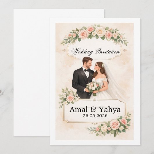 Wedding Invitation Kaart (Voorkant / Achterkant)