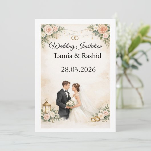 Wedding Invitation Kaart (Staand voorkant)