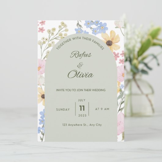 Wedding invitation  kaart (Staand voorkant)
