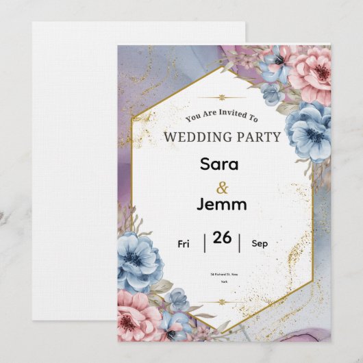 Wedding Invitation Kaart (Voorkant / Achterkant)